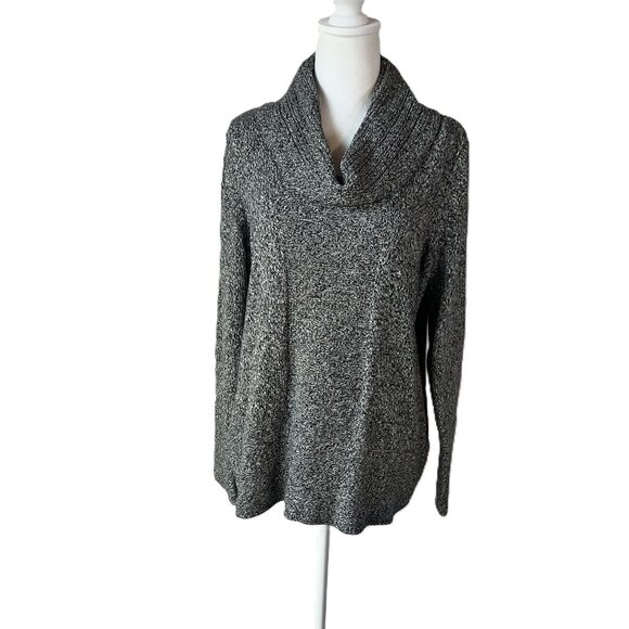 🩶Calvin Klein Cozy & Chic Grey Cowl Neck Tunic Sweater Size L - Cotton Blend - Picture 1 of 8